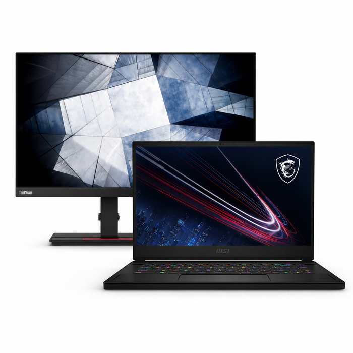 Gaming laptop MSI Stealth GS66 12UH i7, 32GB/2TB, Windows 11 with Lenovo ThinkVision P24h-2L QHD monitor - B